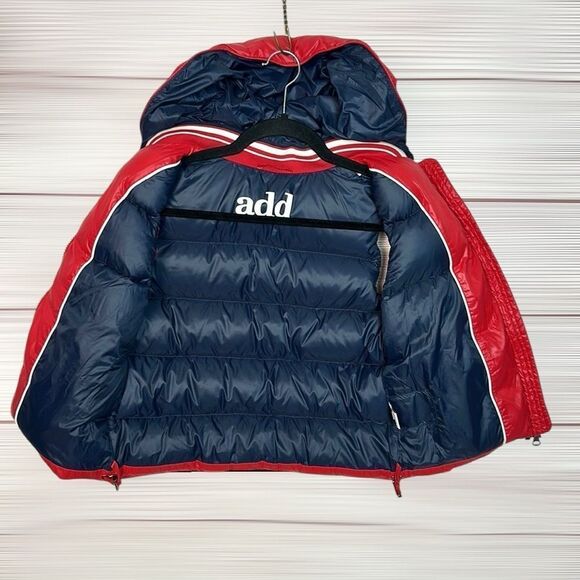 ADD Red Down Hooded Puff Vest Zip Front Pockets Logo Boys size 10Y - Picture 3 of 14